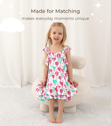 Toddler Girls Dress Sleeveless Princess Twirl Sundress Bamboo Viscose Summer Cami Dress for Kids 2T–5T3