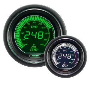 Prosport Oil Temperature Gauge, EVO Series, Green/White, 52mm, Digital