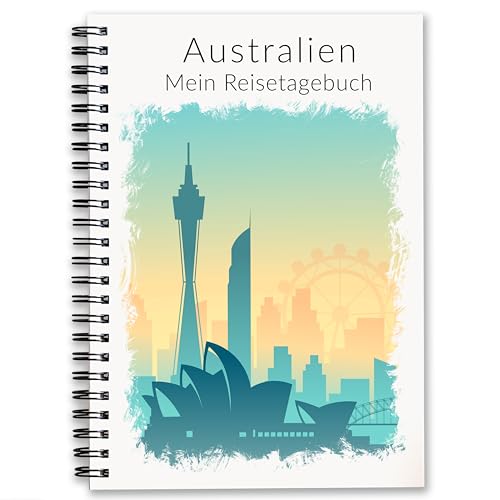 Calmondo - Australien Reisetagebuch | Tagebuch Reiseplaner Notizbuch |Achtsamkeitstagebuch als individuelles Reise-Geschenk für Work & Travel Auslandssemester uvm | Ringbuch DIN A5 für 3 Wochen | Calmondo