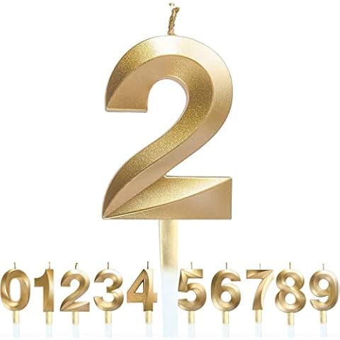Birthday Number Candles 6D Shape Birthday Cake Candles Gold Glitter Birthday Candles Decorative Decoration for Birthday Anniversary Wedding Party Graduation Party Cover