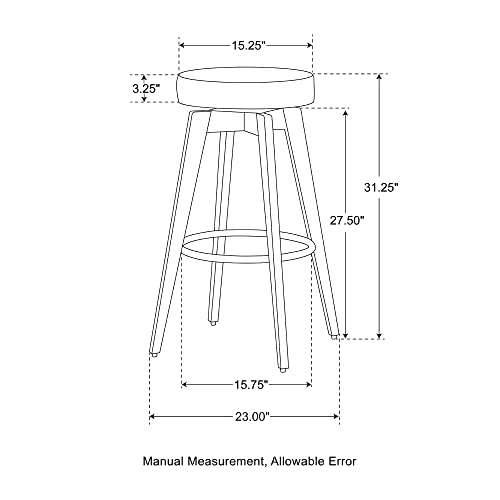 Glitzhome Swivel Bar Stools Set Of 2, 31" H Round Backless Leatherette Padded Seat And Veneer Walnut Composite Wood Legs Finish Modern Accent Chair For Home Kitchen Island, Balck #TOP1