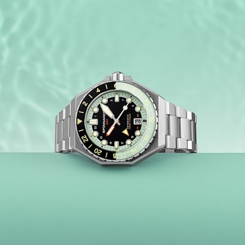 Image of Spinnaker Dumas Men's Automatic GMT Dive Watch - Seiko NH34 Movement, 44mm Stainless Steel Case, Water Resistant 300m, Stainless Steel Bracelet, SP-5119