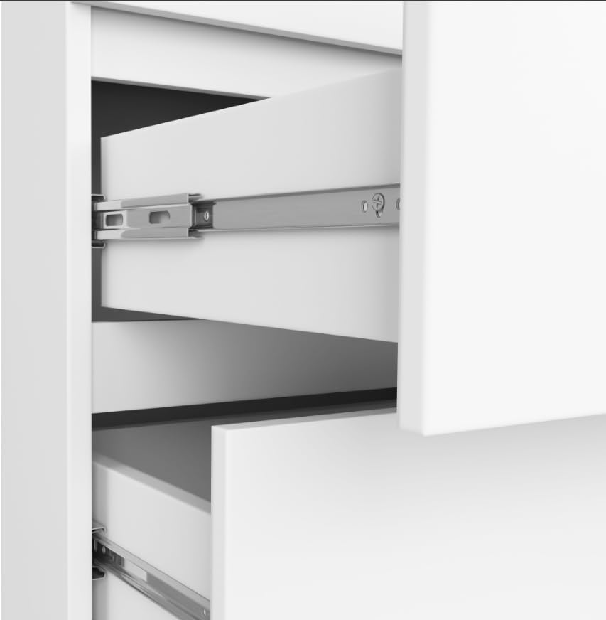BDW Kleiderschränk 2 Türen, 4 Einlegeböden, Kleiderständer, 2 Schubladen, Garderobenständer, Schubladenschrank, Garderobenschrank für Schlafzimmer, Wohnräume, 180x90x51cm, (Weiß)
