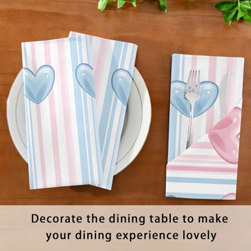 Servilletas de tela polyester con diseño rayas y corazones x6 miniatura 7