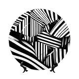decorativo con diseño de líneas geométricas en blanco y negro, 15 cm, apto para microondas, horno y lavavajillas, resistente a arañazos, ideal para decorar la sala de estar, la entrada o como regalo p