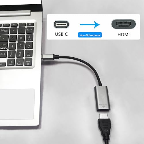 Image of USB C to HDMI Adapter 3.9in Cable, 4K 60Hz Type C Male to HDMI Female Converter Adapter, Support USB C Port DP Alt Mode Output, for Mobile Phones, Tablets, Laptops