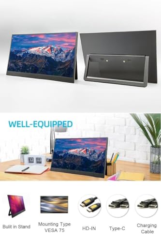 Image of 16.0 Inch FHD Portable Monitor | IPS Display | Ultra-Slim Foldable Screen Extender | USB Type-C & HDMI | Compatible with Laptop, PC, Mac, Smartphone (16.0 inch Inches)