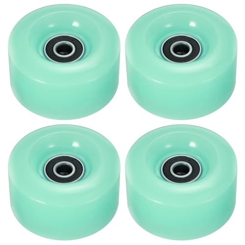 M METERXITY 4 Pack Skate Wheels - PU Quad Skate Fitting Wheels with Bearing, Apply to Double Row Roller Skating/Skateboard (Green)