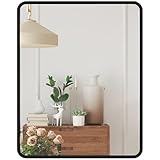 HOMCOM Miroir Mural rectangulaire 50 x 40 cm, Miroir décoratif Moderne avec Cadre en métal pour Salon, entrée, Chambre, Couloir, Noir