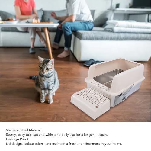 Arenero para Gatos de Acero Inoxidable Extra Grande con Lados Altos miniatura 5