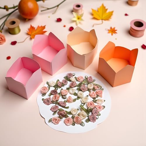 100 Stück 15 mm Mini-Rosen Blumen Satinband Schleifen Applikationen DIY Nähen Handwerk Zubehör Hochzeit Braut Geschenk Dekoration Mehrfarbig