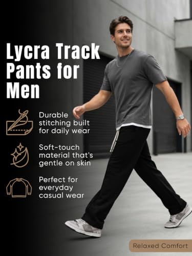 Image of GRECIILOOKS Men's Lycra Cargo Track Pants - Loose Fit Joggers for Men | Korean Style Travel & Home Wear with Pockets (Available in Plus Size)