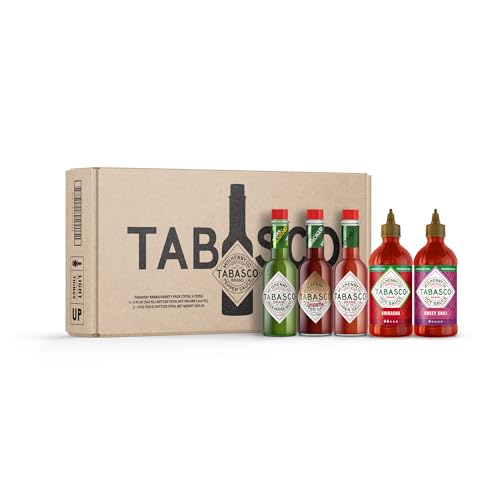 Image of TABASCO Brand Hot Sauce Variety Pack, Gift Set Includes Five Tabasco Hot Sauce Glass & Squeeze Bottles, Perfect for Eggs, Pizza, Tacos, and More, 37 Fl Oz (Pack of 5)