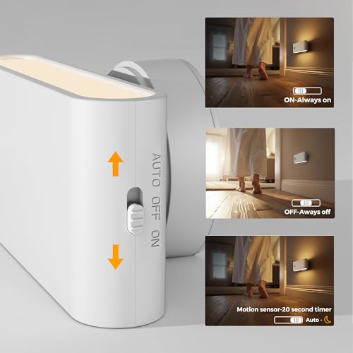 Image of L LOHAS LED Motion Sensor Night Light, Rechargeable Stair Lights Indoor, Portable Warm White Motion Sensor Light Indoor, Battery Operated Night Light for Bedrooms, Stairway & Bathrooms[2 Pack]
