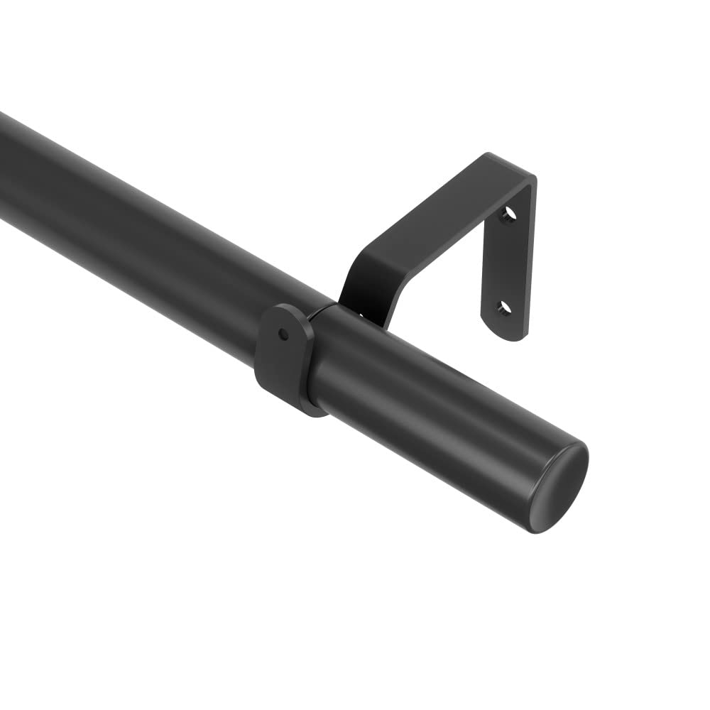 Umbra Zen Modern 1-Inch Curtain Rod, Includes 2 Matching Finials, Brackets & Hardware, 32 to 128-Inch, 42"-120", Black