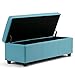 SIMPLIHOME Avalon 48 inch Wide Rectangle Lift Top Storage Ottoman Bench in Upholstered Blue Faux Leather with Large Storage Space for the Living Room, Entryway, Bedroom, Contemporary
