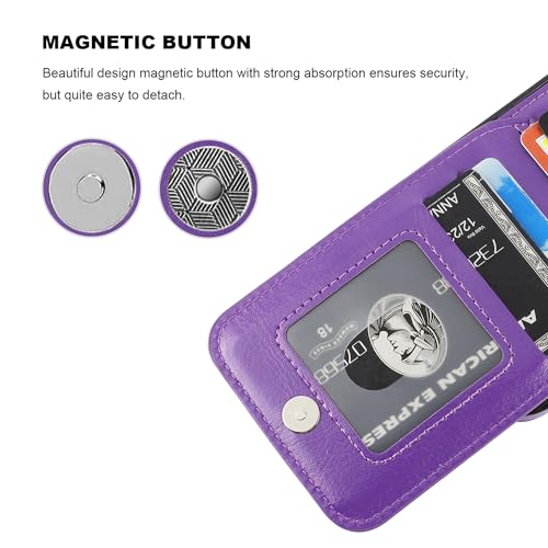 Image of KIHUWEY Compatible with iPhone 13 Pro Case Wallet with Credit Card Holder, Premium Leather Magnetic Clasp Kickstand Heavy Duty Protective Cover for iPhone 13 Pro 6.1 inch(Dark Purple)