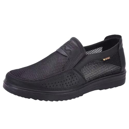 Men's Platform Non Slip Hollow Out Mesh Loafers Leisure Fashion Round Closed Toe Slip On Walking Sneakers Summer Breathable Work Driving dad Shoes