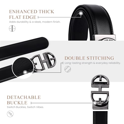 Image of Genuine Leather Belt for Men Formal & Casual Wear - Belts for Men Leather Original, Durable Buckle - Belt for Man - Gift for Husband, Father, Friend