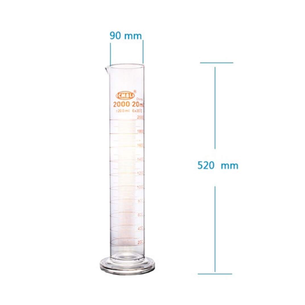 2000ml,Glass Measuring Cylinder with Graduati,Spout Mouth,2 Litre