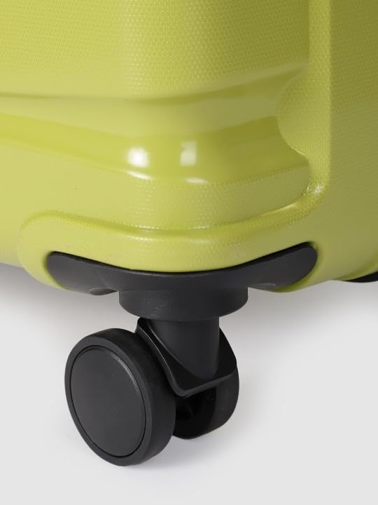 Image of Teakwood Small-Medium Cabin Size 8 Wheels Trolley Bag, Hard Cabin with Zipper Closure, Adjustable Push Button & Cross Side Strap, TSA Lock System 360 Degree (Set of 2, Lime Green)