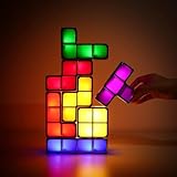 Puzzles Night Light, Tangram Stackable LED 7 Colors Induction Interlocking Desk Lamp 3D DIY Magic Blocks Puzzles for Kids Teens Bedroom Home Decor Ideal Gift for Birthday (US Plug)