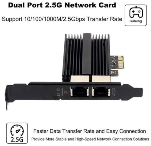2.5Gbps PCIe Tarjeta de Red, Adaptador Ethernet RJ45 Doble Puerto Gigabit LAN, Soporta IEEE 802.3az EEE, para Escritorio Gaming Oficina miniatura 4