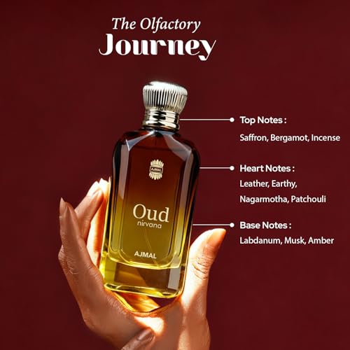 Image of Ajmal | Oud Nirvana - 100 ml | Unisex Eau De Parfum | Premium Perfume | Scent Spray | Long Lasting Perfume for Men & Women | Woody Oud, Smoky & Amber | Gift for Men & Women