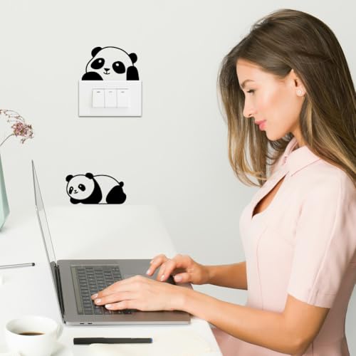 6 adhesivos decorativos de interruptor de luz con diseño de panda miniatura 5