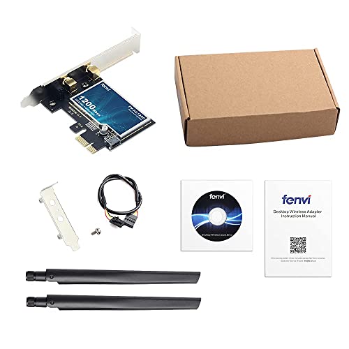 Fenvi Pcie Network Card 1200Mbps Desktop Wireless-Ac Pci-E Dual Band Gigabit Wi-Fi Adapter 802.11Ac 5Ghz 867Mbps 2.4Ghz 300Mbps Bt4.0 For Pc Windows #TOP5