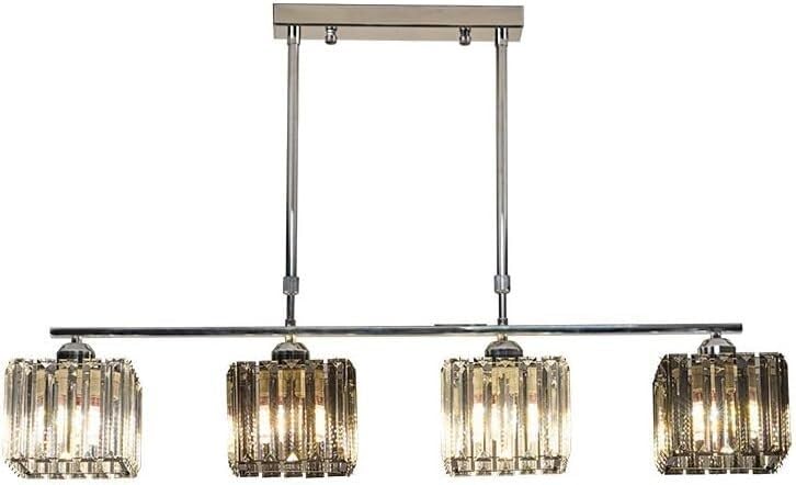 Lustre suspendu linéaire en cristal au-dessus de table îlot central cuisine luminaire LED