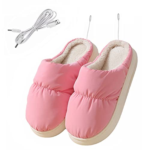 USB Heated Slippers Foot Warmer Shoes Charger Electric Heating Shoes Winter Warm Plush Slippers for Women Men