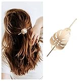 Yheakne Vintage Leaf Metal Hair Bun Cuff Cage, Decorative Gold Alloy Hair Fork Pin Clip Stick for Women and Girls