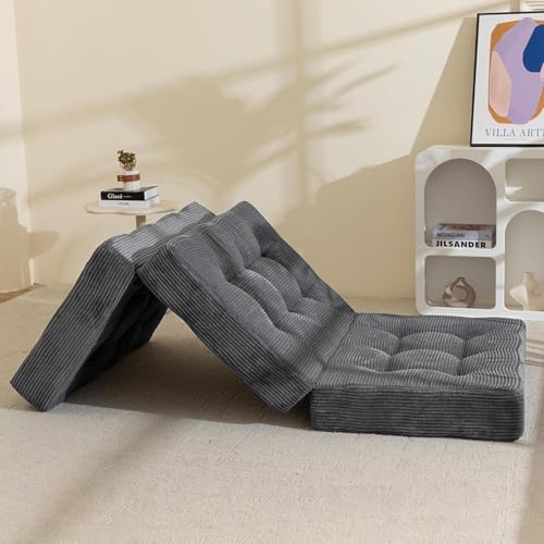 MAXYOYO Colchón plegable de 75 x 190 cm – 15 cm extra grueso de espuma viscoelástica plegable, colchón plegable de 3 piezas para invitados para salón