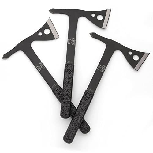 Windlass Cobra Steel Tactical Throwing Axe Set - Lightweight with Sharpened Back Spike, Rubber Handle, and Fabric Belt Sheath