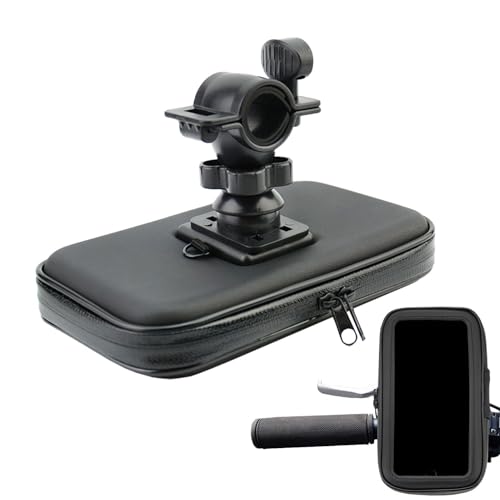 Motorcycle Handlebar Phone Holder - Rainproof Waterproof Mobile Bag Design, Rotatable Adjustable Viewing System, Secure Anti Shake Grip Mount Feature