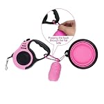 PETIMP Retractable Dog Leash Lightweight 16FT Leash, with Folding Bowl,Dispenser,Waste Bags, for Small Medium Dogs(Pink) - Image 5