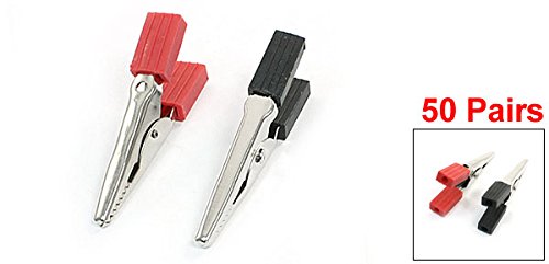 uxcell 50Pairs Black Red Nonslip Grip Insulated Test Lead Crocodile Clips 1.8