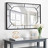 Autdot Large Bathroom Mirror, 40'x28' Black Wall Mirror with Octagonal Metal Frame, Modern Decorative Wall Mirrors for Entryway, Living Room, Dining Room