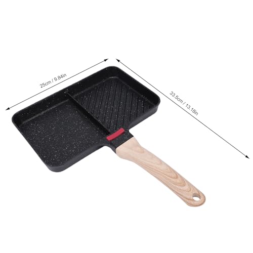 Poêle à gril divisée pour bacon et œufs avec poêle à petit-déjeuner bois