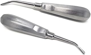 Dental Elevator Pair of 2 Lindo L+R for Tooth Molar Root Extraction Made of Stainless Steel with Hollow Handle Surgical Implant Luxating Instruments