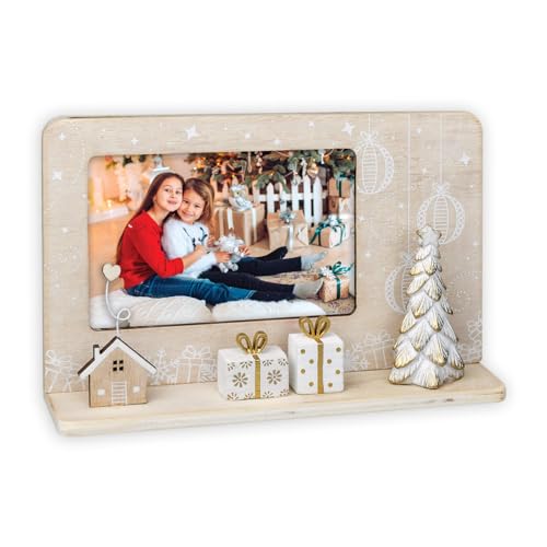 LolaPix Armação decorativa de madeira. Molduras fotos 10 x 15. Suporte para fotos. Decoração de casa. Decoração de Natal. Ornamentos de Natal. Decoração de natal. Decoração doméstica. Presente