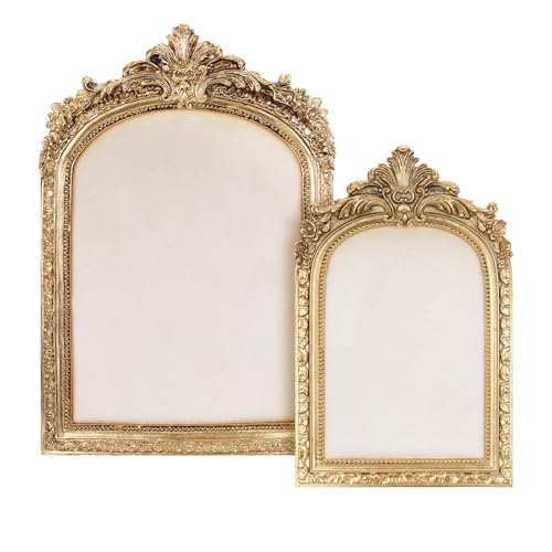 AOZUO 2 Pcs Gold Resin Jewelry Display Stand with Velvet Backing Vintage Necklace Organizer Ring Holder Earring Holder Jewelry Photography Props Frame for Women Wedding Gifts