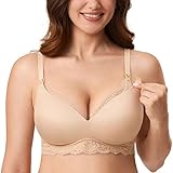 momanda donna reggiseno allattamento senza ferretto liscia pizzo tazza modellata per la maternità beige 4c