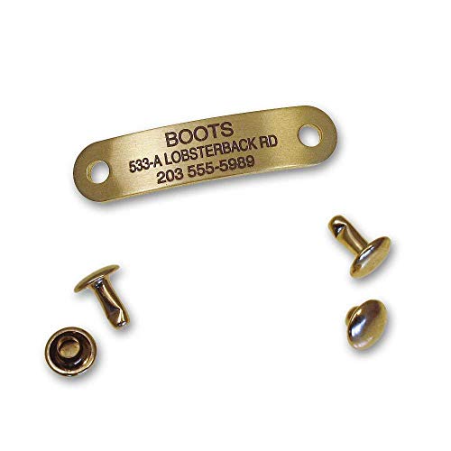 LuckyPet Rivet-On Pet ID Tag, Silent, Personalized and Customized Dog ID Tag That Rivets Directly onto Collar, Polished Brass, Size: Small