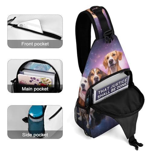 Lightweight Chest Shoulde Bag For Travel Hiking, Fashion Dress Decor Sling Bag, Cute Galaxy Dog Cross Body Pocket Pack4