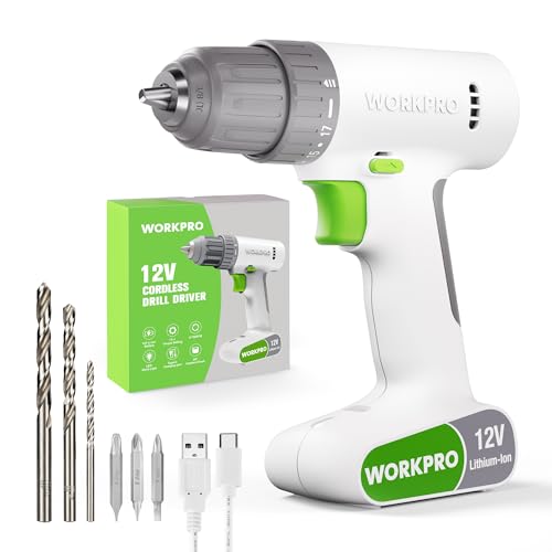 WORKPRO Perceuse Visseuse sans Fil 12V Tout-en-un avec Mandrin 10mm(3/8")