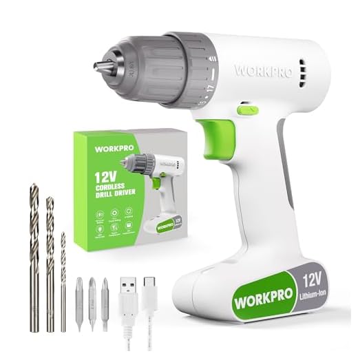 WORKPRO Atornillador Inalambrico 12V, Destornillador Eléctrico, Taladro Atornillador con Velocidades Variables, Luz LED, con 6pc Accesorios