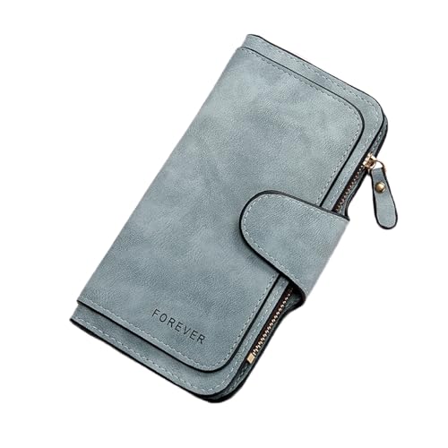 Image of Womens Long Leather Wallet, RFID Blocking Leather Pocket Wallet Ladies Mini Purse with ID Window