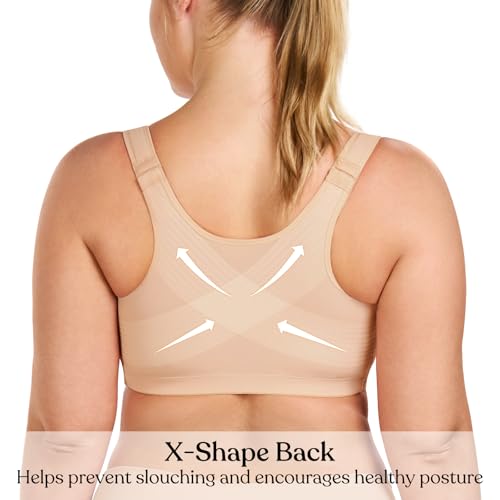 Image of HSIA Posture Bras for Women - Front Closure Bra for Women No Underwire Back Support Plus Size Full Coverage Bra